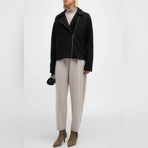 Eileen Fisher Women's Asymmetrical Zip Front Moto Jacket in Black, Size Large